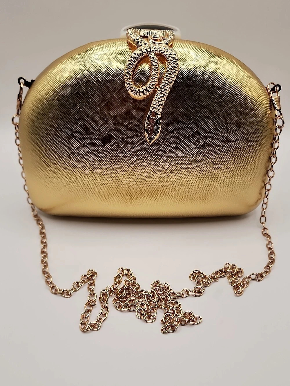 Gold-Tone Chain Clutch Like New